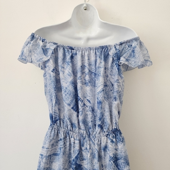 L'AGENCE Leonie Denim-Inspired Off Shoulder Silk Mini dress Size Small - Picture 12 of 15